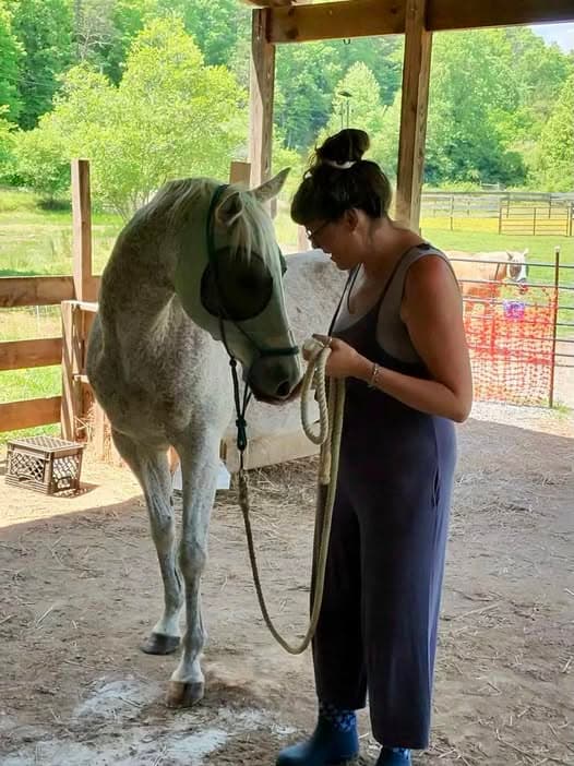 A calm, cheek-to-cheek moment with a horse